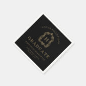 Serviette En Papier Monogramme Crest Black Gold Party (Coin)