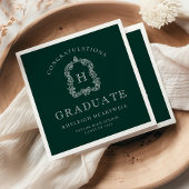 Serviette En Papier Monogramme Crest Green White Graduation Party