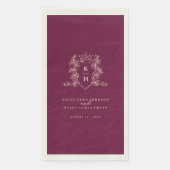 Serviette En Papier Monogramme crête vin de couronne rouge pêche maria (Devant)