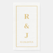 Serviette En Papier Monogramme Custom Couple Nom Golden Yellow White (Devant)