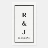 Serviette En Papier Monogramme Custom Couple Nom noir blanc élégant (Devant)