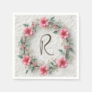 Serviette En Papier Monogramme dans une élégante couronne sur dentelle