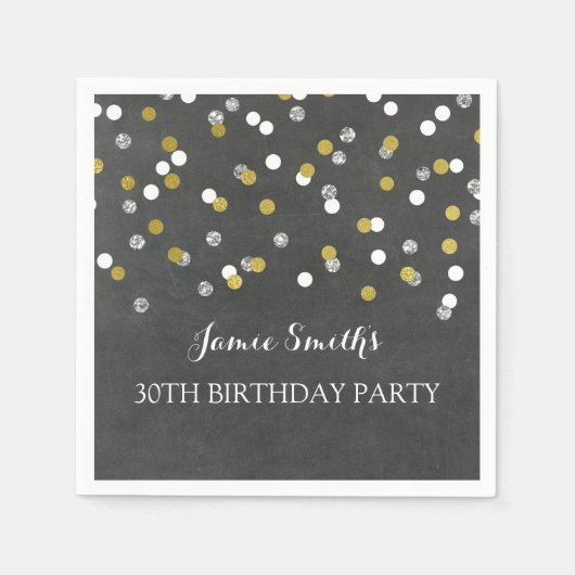 Serviette En Papier Monogramme d'argent d'or 30e anniversaire Napkin c (Devant)