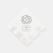 Serviette En Papier Monogramme d'art gris foncé mariage personnalisé (Coin)