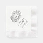 Serviette En Papier Monogramme d'art gris foncé mariage personnalisé (Devant)