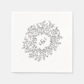 Serviette En Papier Monogramme d'art gris foncé mariage personnalisé (Devant)