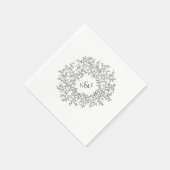 Serviette En Papier Monogramme d'art gris foncé mariage personnalisé (Coin)