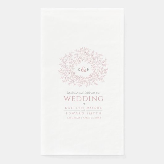 Serviette En Papier Monogramme d'art monogramme en cercle rose pâle ma (Devant)