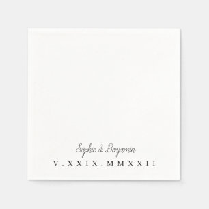 Serviette En Papier Monogramme Date du Mariage numérique romain