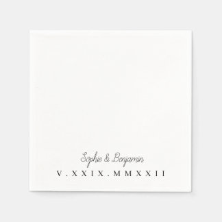 Serviette En Papier Monogramme | Date du Mariage numérique romain