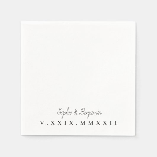Serviette En Papier Monogramme | Date du Mariage numérique romain (Devant)
