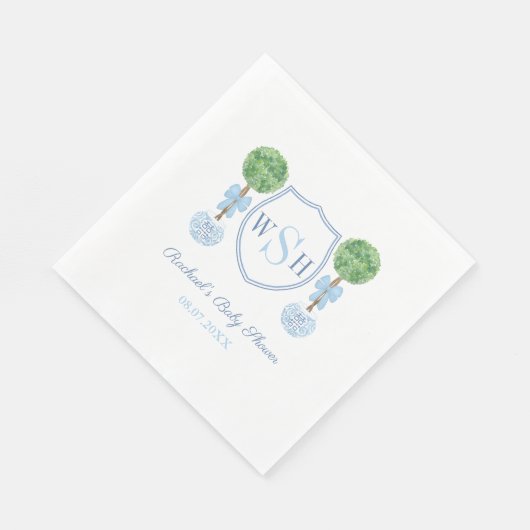 Serviette En Papier Monogramme de Baby shower Preppy avec Topiary de B (Coin)