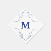 Serviette En Papier Monogramme de bordure Royal Blue Swirl Toutes les (Coin)