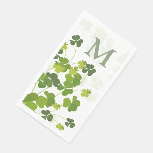 Serviette En Papier Monogramme de bouquet Shamrock vert (Coin)