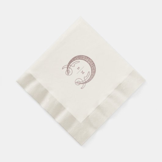 Serviette En Papier Monogramme de Bourgogne Art Nouveau Initiales Déco (Coin)