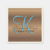 Serviette En Papier Monogramme de bronze 🔑 Pecan élégant (Devant)