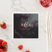 Serviette En Papier Monogramme de calligraphie de parties scintillant (En situation)