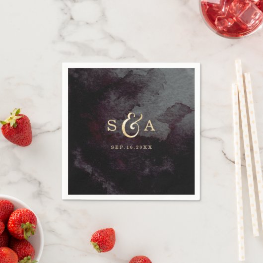 Serviette En Papier Monogramme de calligraphie de parties scintillant  (En situation)