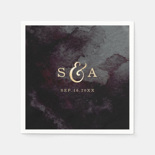 Serviette En Papier Monogramme de calligraphie de parties scintillant (Devant)