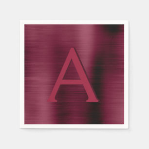 Serviette En Papier Monogramme de canneberge de Bourgogne Mariage init