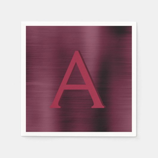 Serviette En Papier Monogramme de canneberge de Bourgogne Mariage init (Devant)