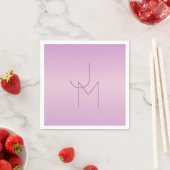 Serviette En Papier Monogramme de chevauchement unique | Lavande douce (En situation)