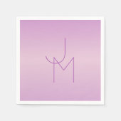 Serviette En Papier Monogramme de chevauchement unique | Lavande douce (Devant)