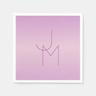 Serviette En Papier Monogramme de chevauchement unique   Lavande douce