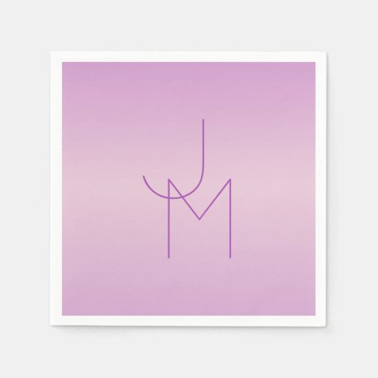 Serviette En Papier Monogramme de chevauchement unique | Lavande douce (Devant)