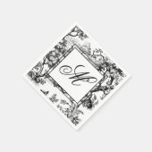 Serviette En Papier Monogramme de chinoiserie noir vintage (Coin)