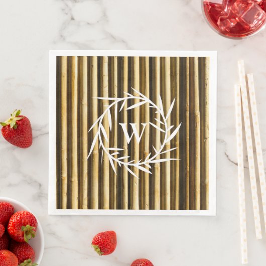 Serviette En Papier Monogramme de couleurs neutres rustiques chaudes (En situation)