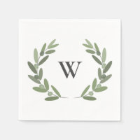 monogramme de courge de branche d'olivier vert