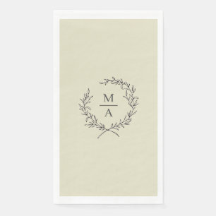 Serviette En Papier Monogramme de couronne de laurier beige neutre