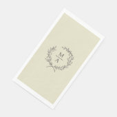 Serviette En Papier Monogramme de couronne de laurier beige neutre (Coin)