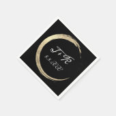 Serviette En Papier Monogramme de couronne d'or blanc noir Initiales D (Coin)