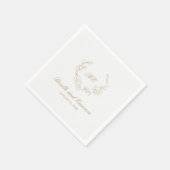 Serviette En Papier Monogramme de couronne d'or Mariage élégant (Coin)