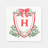 Serviette En Papier Monogramme de crête verte rouge Napkin (Devant)