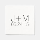 Serviette En Papier Monogramme de date des initiales personnalisées du (Devant)