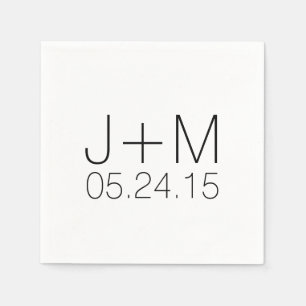 Serviette En Papier Monogramme de date des initiales personnalisées du