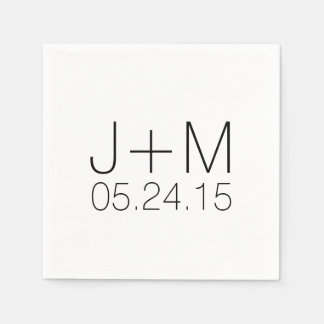 Serviette En Papier Monogramme de date des initiales personnalisées du