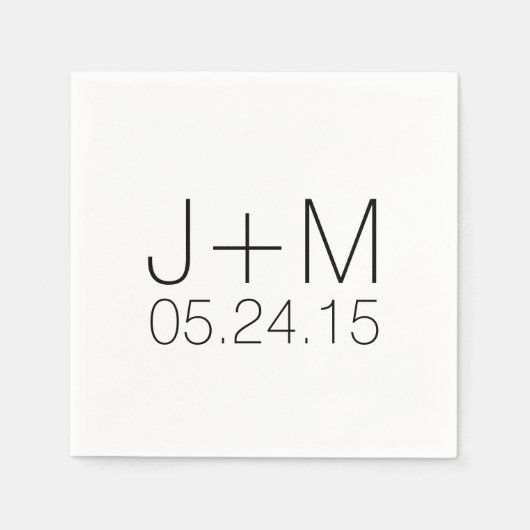 Serviette En Papier Monogramme de date des initiales personnalisées du (Devant)