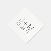 Serviette En Papier Monogramme de date des initiales personnalisées du (Coin)