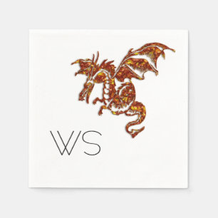 Serviette En Papier Monogramme de dragon flamboyant