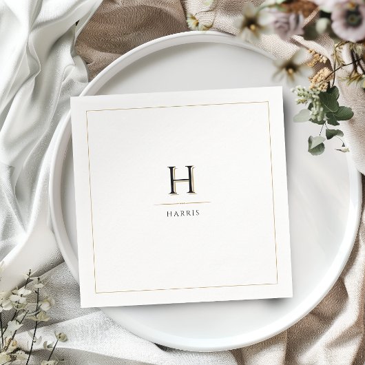 Serviette En Papier Monogramme de famille élégant moderne et luxueux