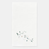 Serviette En Papier Monogramme de feuillage Blanc Élégant Mariage  (Devant)