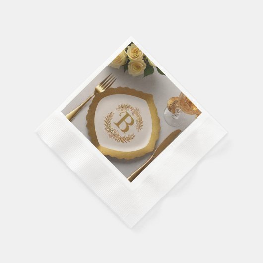 serviette en papier monogramme de feuille d'or lux (Coin)