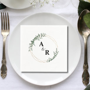 Serviette En Papier Monogramme de feuille minimale Cocktail de mariage