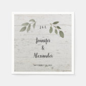 Serviette En Papier Monogramme de feuilles botaniques rustiques pour m (Devant)