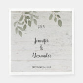 Serviette En Papier Monogramme de feuilles botaniques rustiques pour m (Devant)