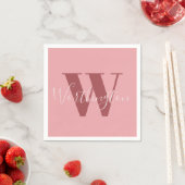 Serviette En Papier Monogramme de fille et nom rose roux (En situation)